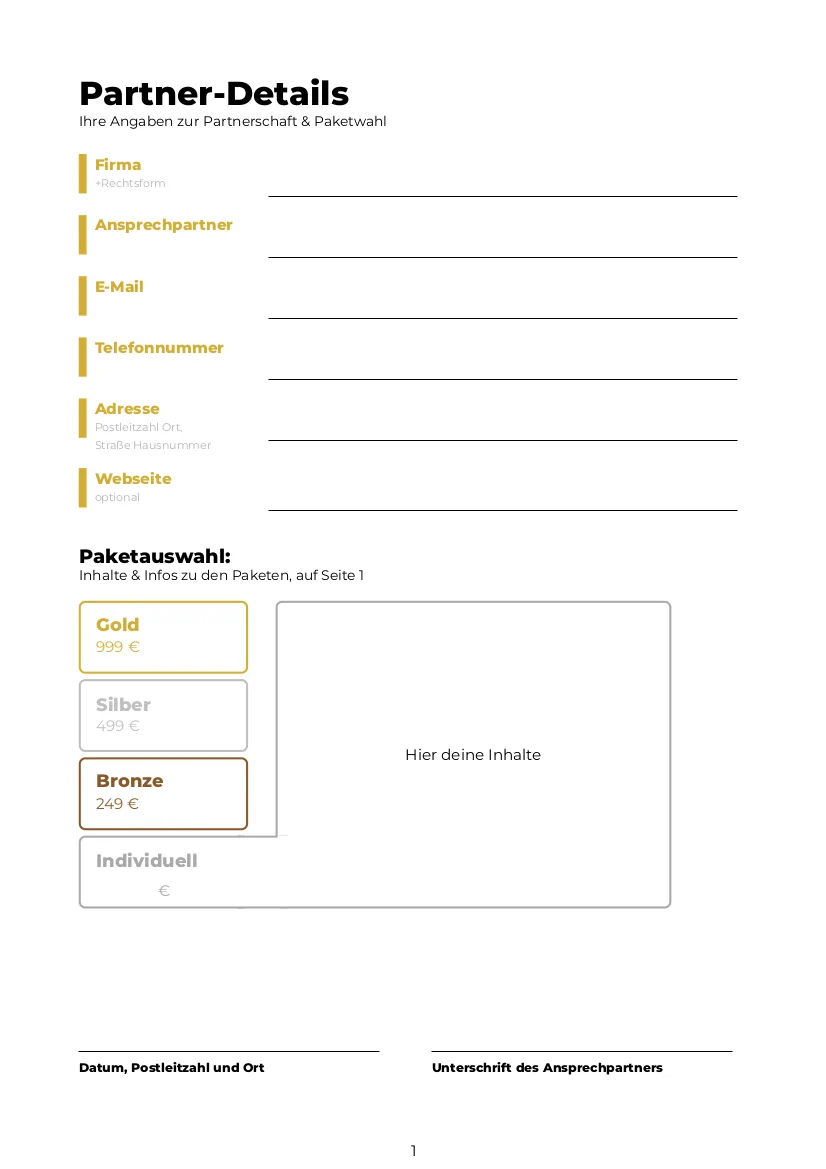 Partnerformular Vorschau